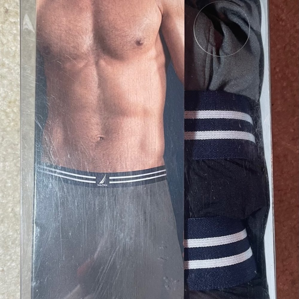NWT Men's Nautica Modal Knit Boxers, 3-pack - 2 Black, 1 Grey, Size S